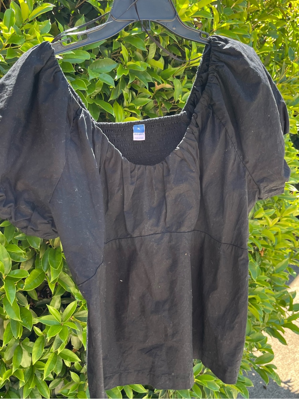 Old Navy Black Puff Sleeve Square-Neck Blouse